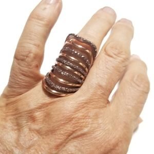 Stainless Steel Rose Gold Plated & Brown Stardust